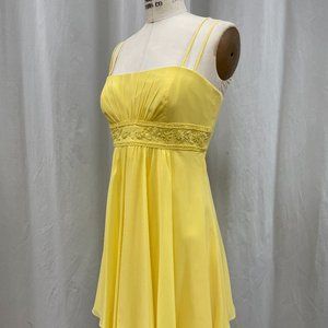 Yellow Chiffon Mini Dress with Beads